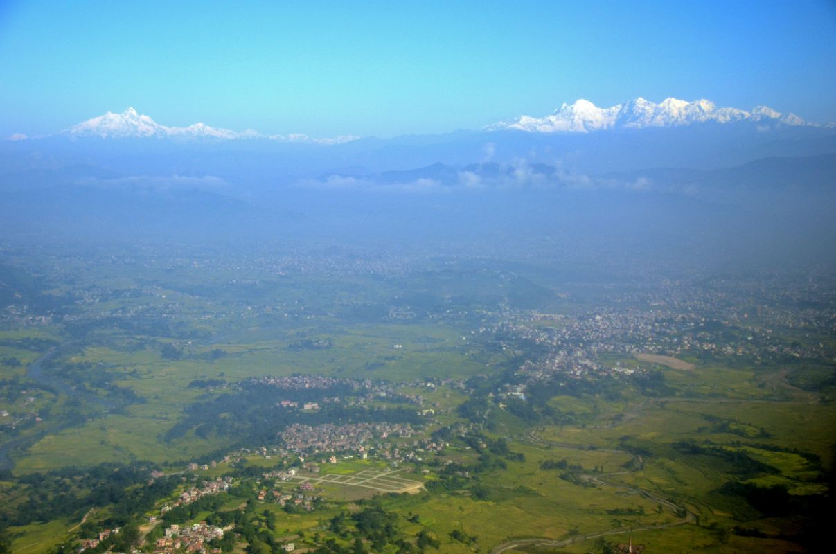 Kathmandu Flight To Pokhara 02 Himalchuli and Manaslu on Left and Ganesh Himal on Right After Takeoff From Kathmandu 